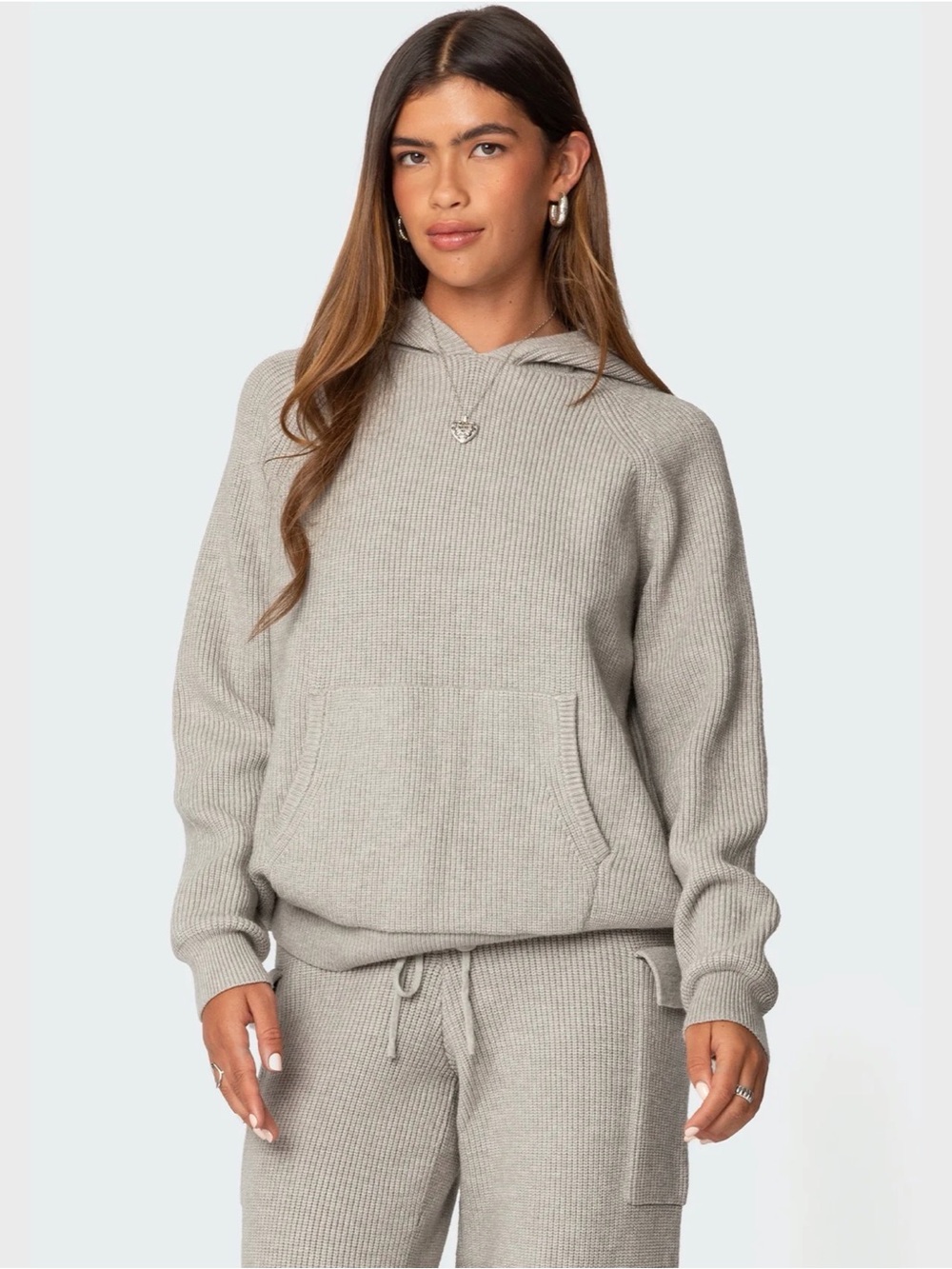 Edikted Cozy Ribbed Hooded Knit Pullover